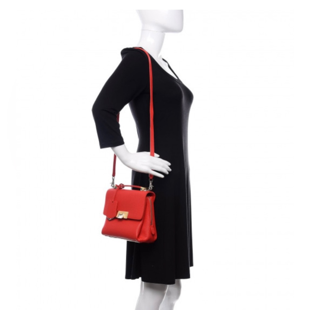 Balenciaga Grained Calfskin Mini Le Dix Red Satchel